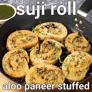suji roll nasta recipe: bit.ly/3pE4jRf aloo tikki roll recipe: bit.ly/3p1oIPU suji roll recipe | suji ke roll | aloo paneer rava roll nasta | sooji ke roll with detailed photo and video recipe. an easy, simple and interesting non-deep fried snack recipe made with aloo paneer stuffing in semolina wrap. it is an ideal and tasty snack which can be easily relished by all age groups including kids and old age. even though this is recipe is made using rava or semolina wrap, but can also be done with o