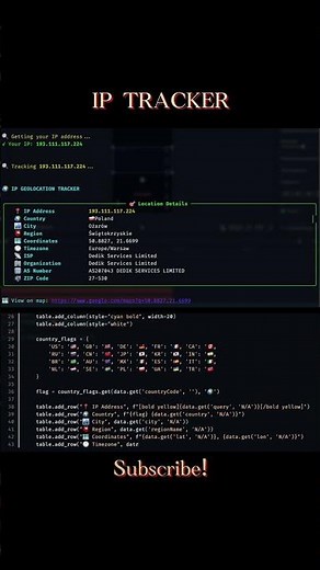 IP Geolocation Tracker 🌍 #coding #codeflow #python #codingbat