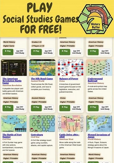 FREE Social Studies Games for Kids | Interactive History Games for Homeschool & Classroom