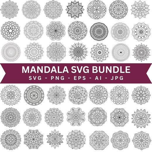 Mandala SVG Bundle, Mandala Flower Svg, Round Stained Glass Designs, Elegant Mandala Svg, Floral Mosaic Patterns, Mandala for Cricut - Etsy
