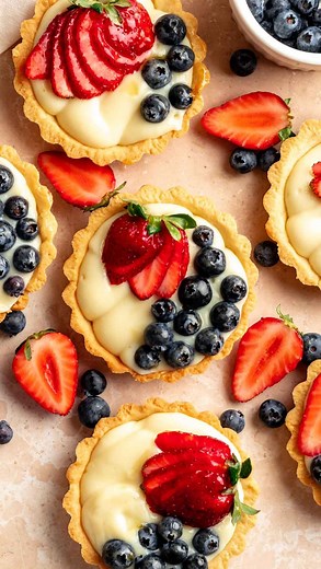 Or Cohen | Food Blogger on Instagram: "These ✨Mini Fruit Tarts 🍓are made with easy and buttery tart shells, filled with homemade pastry cream, and topped with fresh fruit! You can find the full recipe and instructions on my website Richanddelish.com or click on the link below! You can also search google for ‘mini fruit tarts Rich And Delish’! #minifruittarts #minitart #minitarts #minifruittart #fruittart #fruittarts #tartlets #tartlet"