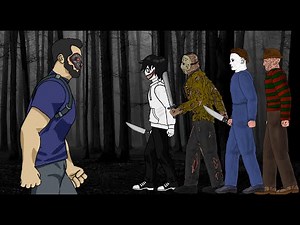 Terminator T-800 vs Jason Voorhees, Michael Myers, Jeff, Freddy Krueger. Animation