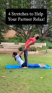 5.3K views · 2.6K reactions | Here are simple 4 Stretches you can do with your partner that cal help them and you relax better. . Follow @karthikmayur for more content on health and wellness! Join my daily sri sri yoga classes to improve your overall health.Dm me to know more. . My partner in Yoga @eeshabuwa . #yoga #relax #stretch #stretching #partnerworkout #partner #exercise #bonding #love #mayurkarthik | Mayur Karthik | Facebook