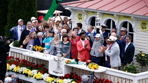 See the original 36-inch, sterling silver trophy for the Preakness Stakes