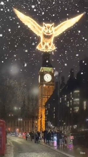 Glowing Owl Above Big Ben 🦉✨ Cinematic Night Fantasy Scene