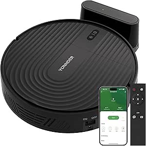 YONNDER R1 Robot Vacuum Cleaner, 3000Pa Suction, Tangle-free, 140min Runtime, Scheduling, Remote/APP/Alexa Voice Control, Pet Hair, Carpet, Hard floor