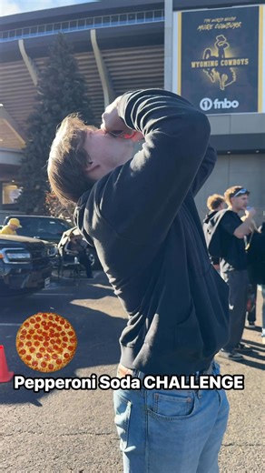 Pepperoni Pizza Soda Challenge! 🍕 While up in Wyoming I challenged one tailgater to chug a Pepperoni Pizza Soda #pizza #tailgating #challenge | Tailgating Challenge