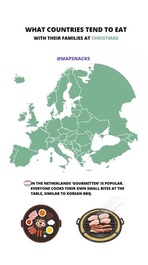 The CEO of Geography on Instagram: "This map highlights the most common traditional Christmas dinner foods in some countries across Europe. It focuses on the main dish families typically eat on Christmas Eve or Christmas Day, showing how traditions differ from place to place. Data comes from: national food surveys, cultural sources, and widely documented Christmas food traditions #christmas #mapping #maps #fyp #geography"