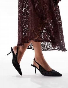 Glamorous slingback pumps in black mesh polkadot | ASOS