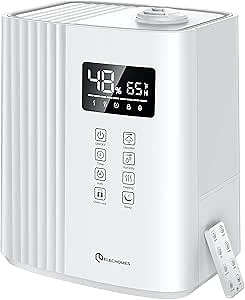Elechomes SH8830 Humidifier, 6.5L(1.72Gal) Top Fill Warm and Cool Mist Humidifiers for Bedroom with Remote Control, 700 ml/h Max, Auto & Sleep Mode, 360° Nozzle, Auto Shut-Off, White