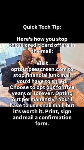 Here’s how you opt out of credit card offers #techtips #technology #techexpert #spam | Burton Kelso