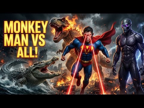 Monkey Man vs Monsters 🔥 Alien, Dinosaur, Crocodile & Shooters | Ultimate Superhero Action Movie