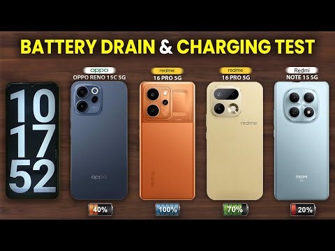 Realme P4 Power vs Realme 16 Pro vs OPPO Reno 15c vs Redmi Note 15 Battery Drain and Charging Test