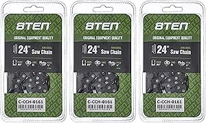 8TEN Semi Chisel Chainsaw Chain 24 Inch .063 3/8 84DL For Husqvarna 372XP Jonsered 2165 Makita DCS6401 (3 Pack)