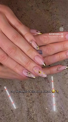 FiRST CLIENT SET 💅🏼✨ Gel-X with hand-placed celestial details 🌙⭐️ Still learning, still growing, but SO proud of this one. Thank you for trusting me 🤍 This is just the beginning. #firstclient #selftaughtnailtech #Gelx #mobilenailtech #nailtok