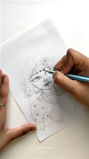 How To Draw Indian Woman Drawing Easy #shorts #viral #drawing