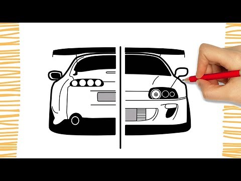 How to Draw a TOYOTA SUPRA I FRONT AND BACK I Easy