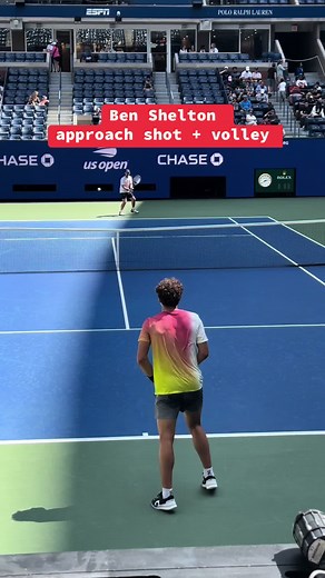 Ben Shelton approach shot & volley drill. #usopen #tennis #tennistok #tennistiktok #tennislife