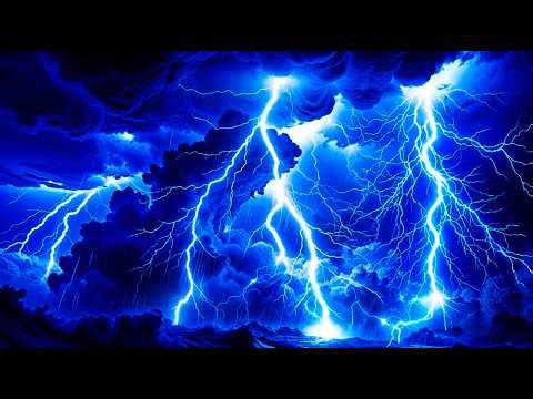 Powerful Thunderstorm Night with Pouring rain & Strong Thunder, Lightning, Wind Gust｜Relax Thunder