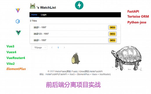 FastAPI项目实战：前后端分离(Vue3全家桶   FastAPI)合集