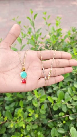 Tiger Eye Amazonite Red Jade Pendant Necklace: Gold Plated Gemstone Necklace, Boho Statement Jewelry, Handmade Gift for Her - Etsy