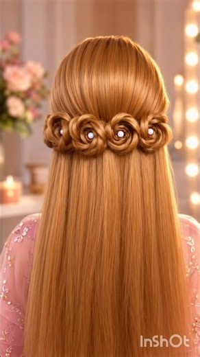 Easy Flower Half Up Hairstyle Tutorial🌸 5 Minute Hairstyle Pearl Rose Hair Style#ytshorts trending #