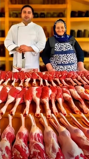 Grandma and Chef for a Delicious Lamb Leg Recipe! #shorts #villagelife #cooking