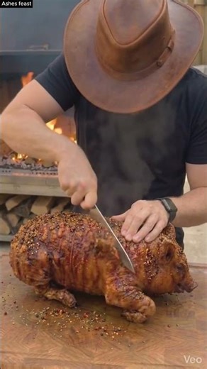 Smoky Fire Pit Roast Pork🔥 #shorts