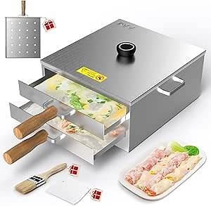 PYY Rice Noodle Roll Steamer Machine - 1 Layers Chinese Cantonese Cheung Fun Changfen Maker for Commercial and Home Use with Extra Stainless Steel Holed Steam Tray and Long Wooden Handle