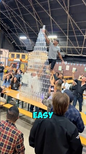 Starts with a cup stacking challenge, ends in chaos
