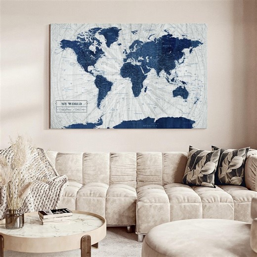 My World Push Pin Map V - Etsy