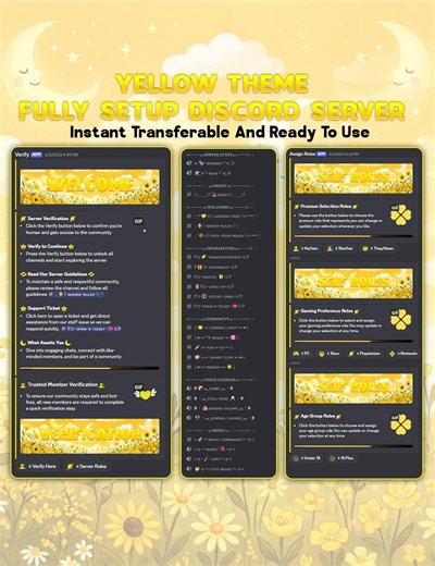 Yellow Theme Discord Server | Fully Setup, Ready to Use Community - Etsy