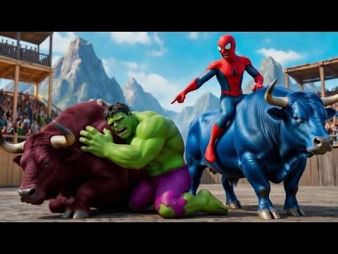 🕷️🐂 SPIDERMAN vs HULK Bull Racing Championship – EPIC FINAL!