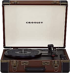 Crosley CR6019E-BR Executive Vintage Bluetooth in/Out 3-Speed Portable USB Turntable, Brown