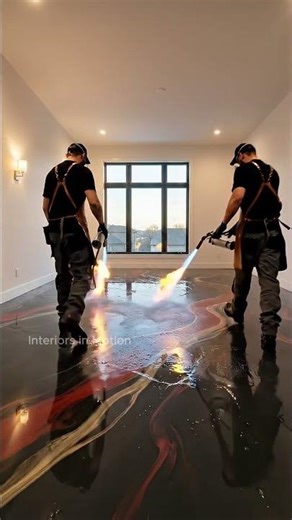 🖤❤️Black, Red & White Metallic Epoxy Resin Floor | Luxury Bedroom Transformation