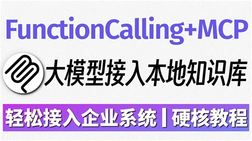 FunctionCalling MCP 协议：教你如何实现大模型快速接入本地知识库，让大模型更好的为企业系统服务~小白也能轻松学会！大模型|LLM