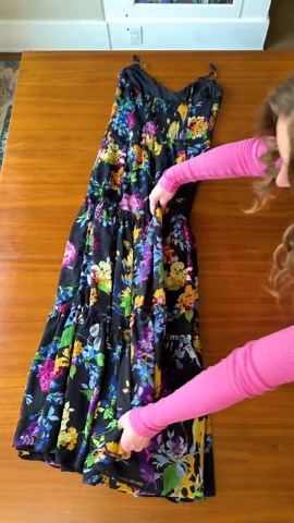 How to hang an extra long dress to fit in a closet