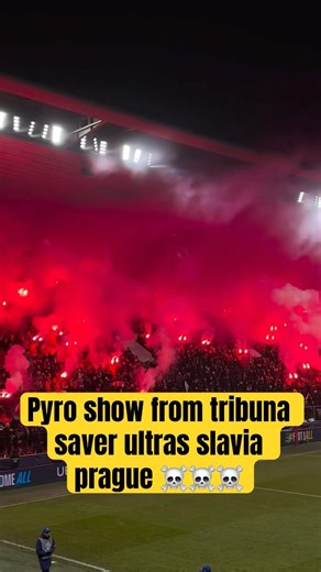 “Stadium in Flames! Slavia Prague Ultras (Tribuna Sever) Ignite Massive Flare Show”