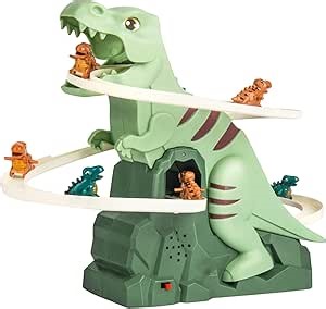Dinosaur Climbing Stair Slides Toy with Music and Light, Roller Coaster Toys for Toddlers Children, Electric Dinosaur Stair Climber Toys, Electric Race Track Game Fun Track Slide