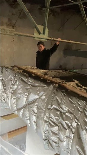 Installation of a wooden ceiling frame #axeskills #construction #diy #sports #lifehack #concrete