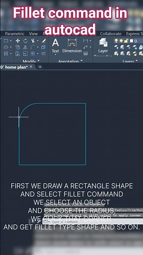 how to use fillet command in autocad | round shape design in autocad