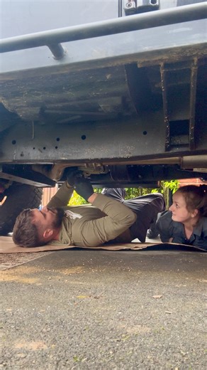 Sarah on Instagram: "It’s teamwork right!? 💁‍♀️ Another afternoon spent underneath Nova but this time doing some maintenance changing @winchestergears transfer box oil ⚙️ #landrover #defender110 #landroverdefender #defenderlife #landroverlife #truck #landy #defender90 #overlanding #fyp #reels #trending #explore #adventure #teamwork #alucab"