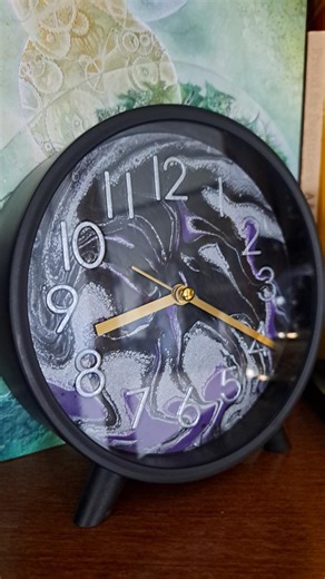 Hand-painted Alarm Clock – Unique Abstract Art – Original Decorative Object – Color: Purple/silver/black – Unique Piece - 02/20 - Etsy