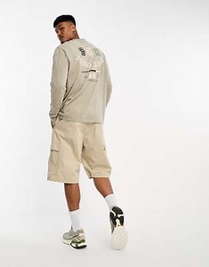ASOS DESIGN long-sleeve relaxed fit t-shirt in khaki with Tokyo back Print | ASOS