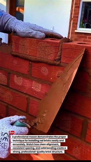 Pro Mason Shows How to Lay Red Bricks Neatly