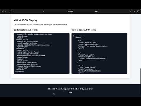 Student & Course management system |xml and json