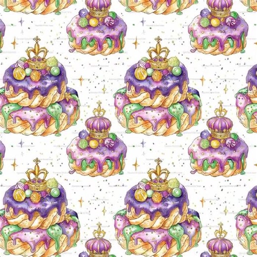 Mardi Gras King Cake Seamless Pattern: New Orleans Carnival (digital Download) - Etsy