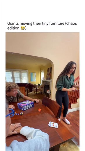 Moving tiny furniture in 10 seconds is harder than it seems 😅 #giantsmovingtinyfurniture #gamenight | Exploding Kittens