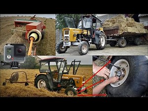 Poszła opona... Zgrabianie, prasowanie i zbieranie słomy / snopków 2017 ☆ Vlog GoPro #55 ㋡