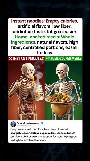 Instant Noodles vs. Home-cooked Meals | Which is better for your health? 🍜 #facts #health #food